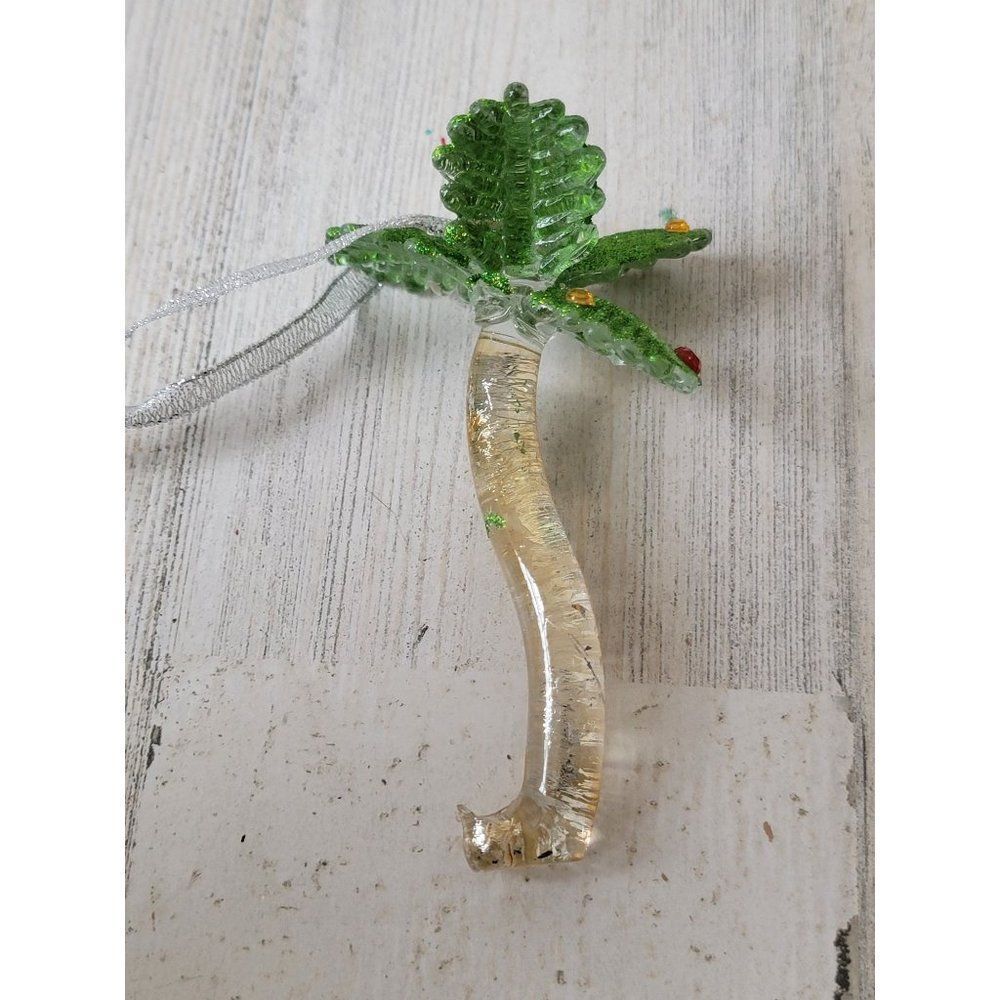 Glass Plumtree glitter AS IS ornament Xmas decor‎